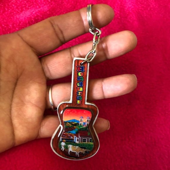 Other - Unique Honduras Wooden Keychain with Honduran Guitar / People Design